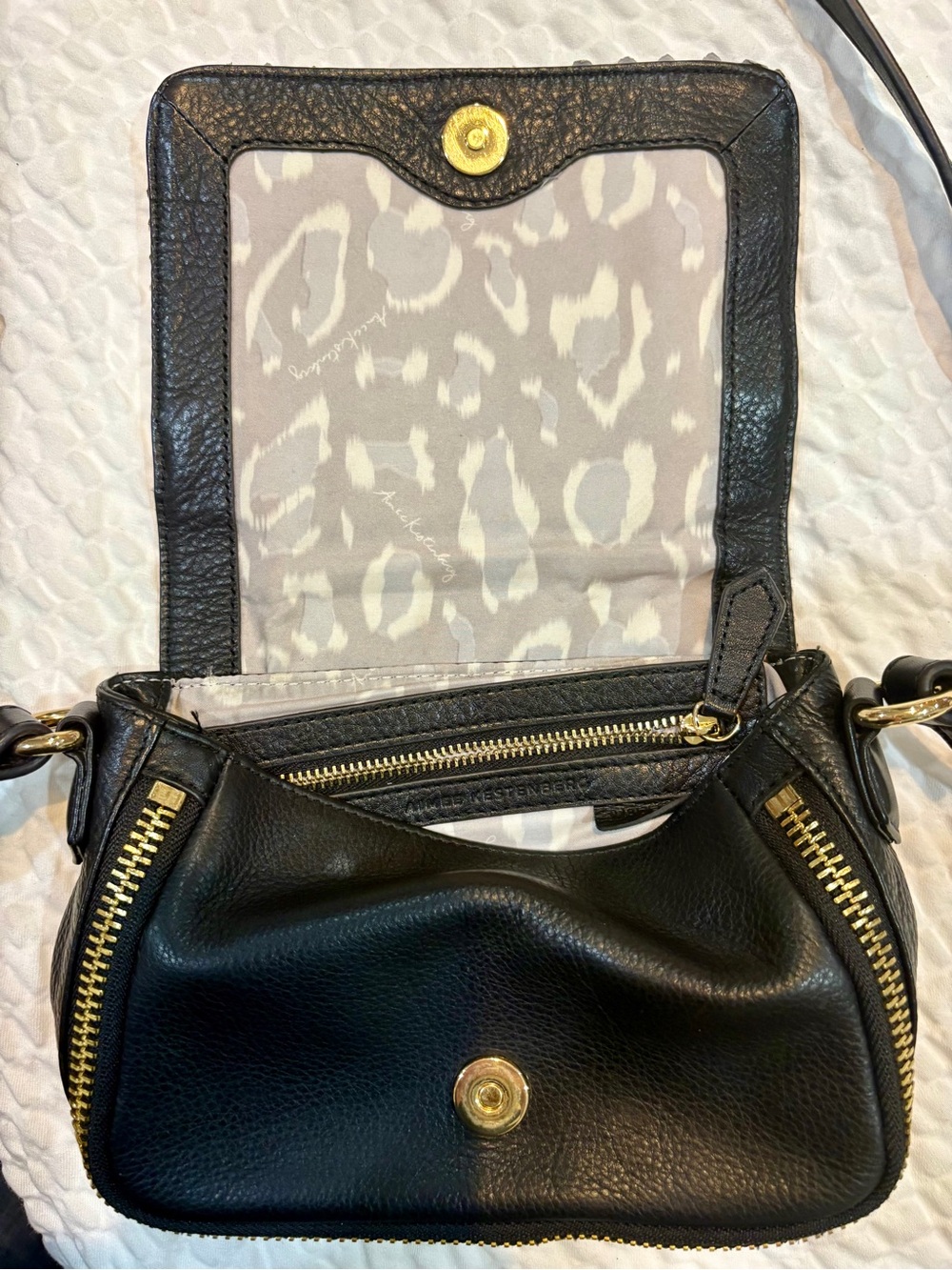 Aimee Kestenberg Sorrento Mini Crossbody Bag Snake & Supple Black Leather EUC - Picture 10 of 10